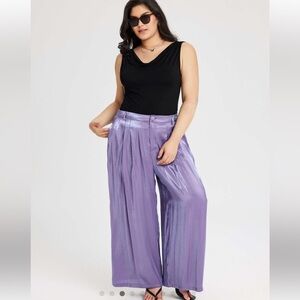 Cider Metallic purple Stitch Pocket Wide Leg Dress Pants‎ women M fairy festival